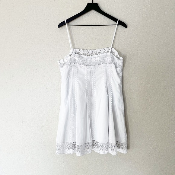 Charo Ruiz Short Dress Ornella White Lace Trim Mini Slip Dress Womens Large NEW - Picture 7 of 9